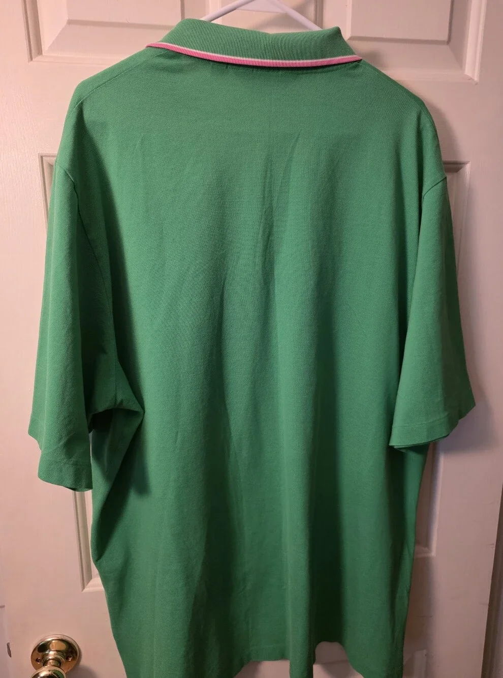 Ralph Lauren Green Polo with Pink Pony & Collar Trim